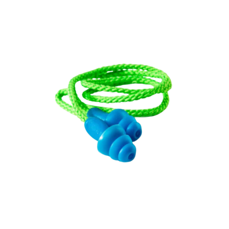 Blue Mushroom Re-Usable Earplug With Green Cord