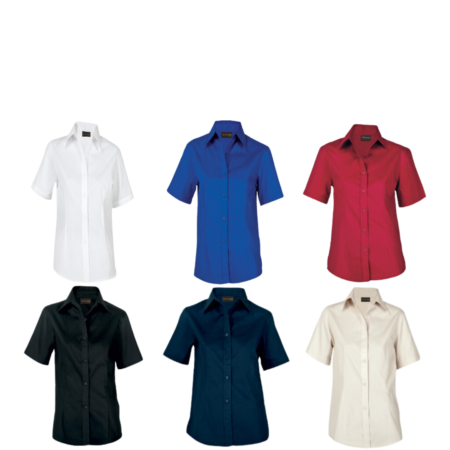 Brushed Cotton Twill Blouse Short Sleeve Ladies